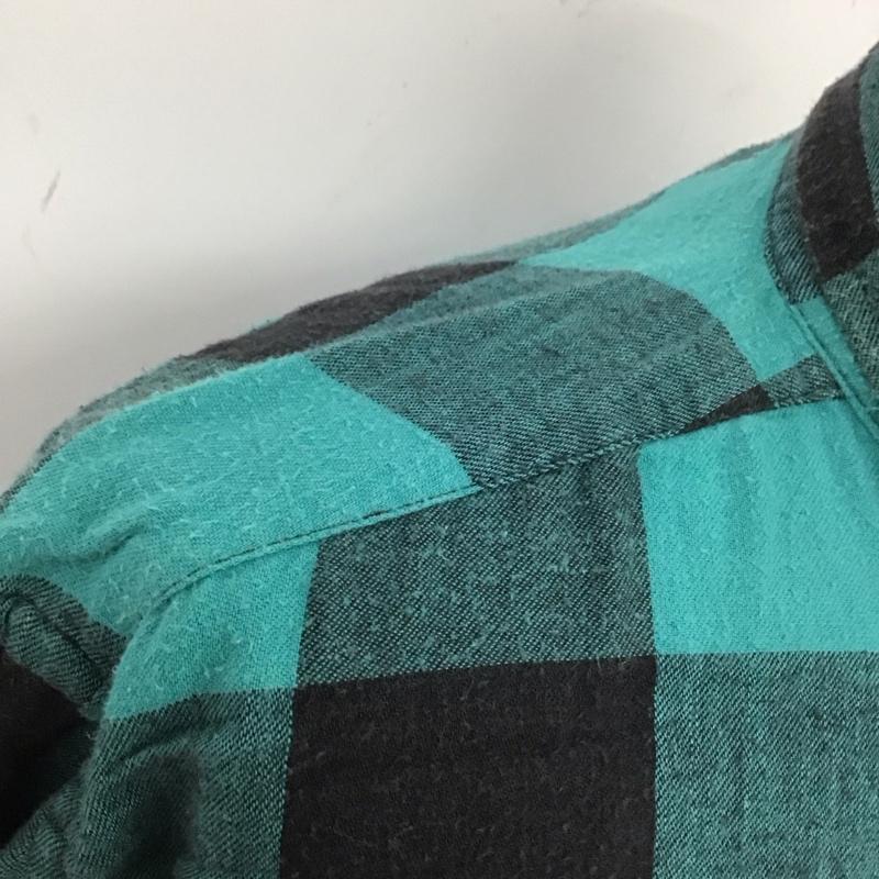 古着 USED シャツ、ブラウス 長袖 L チェック 黒 / ブラック / X 緑 / グリーン /  メンズ USED 古着 中古 10107046