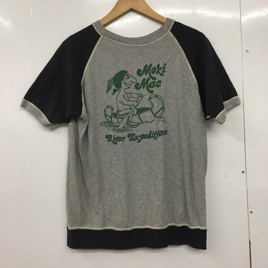 古着 USED Tシャツ 半袖 半袖カットソー プリントTシャツ ラグラン L プリント 灰 / グレー / X 黒 / ブラック /  メンズ USED 古着 中古 10145838
