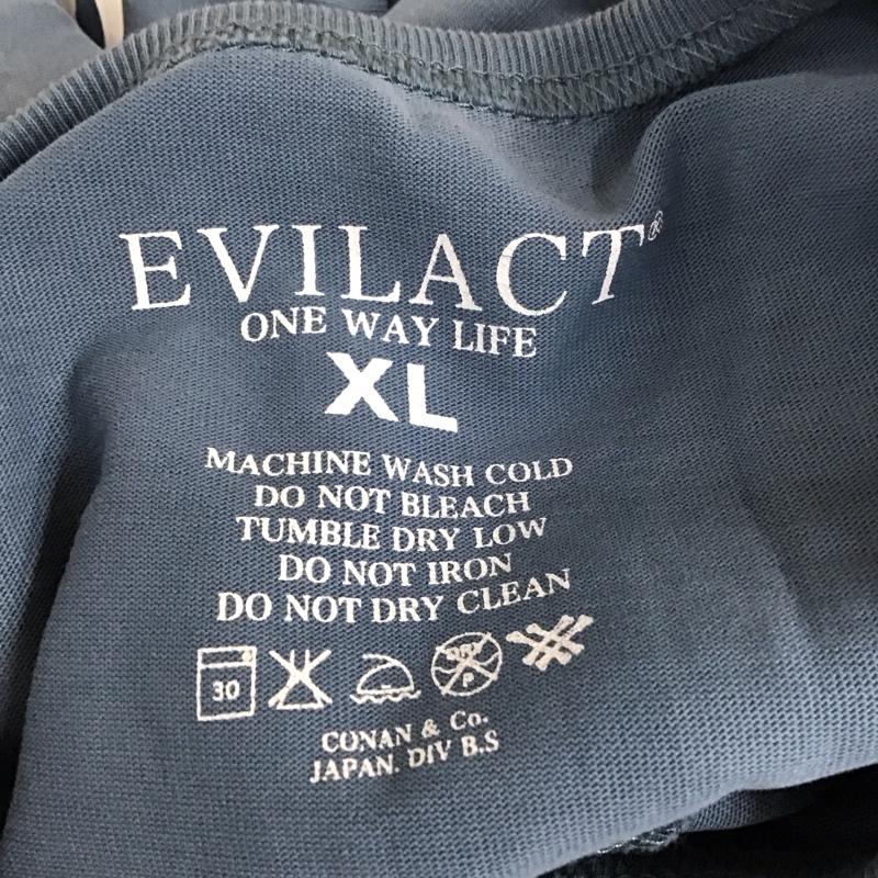 イーブルアクト EVILACT カットソー 長袖 長袖カットソー クルーネックカットソー ロングスリーブカットソー プリントTシャツ XL プリント 青 / ブルー /  メンズ USED 古着 中古 10113908