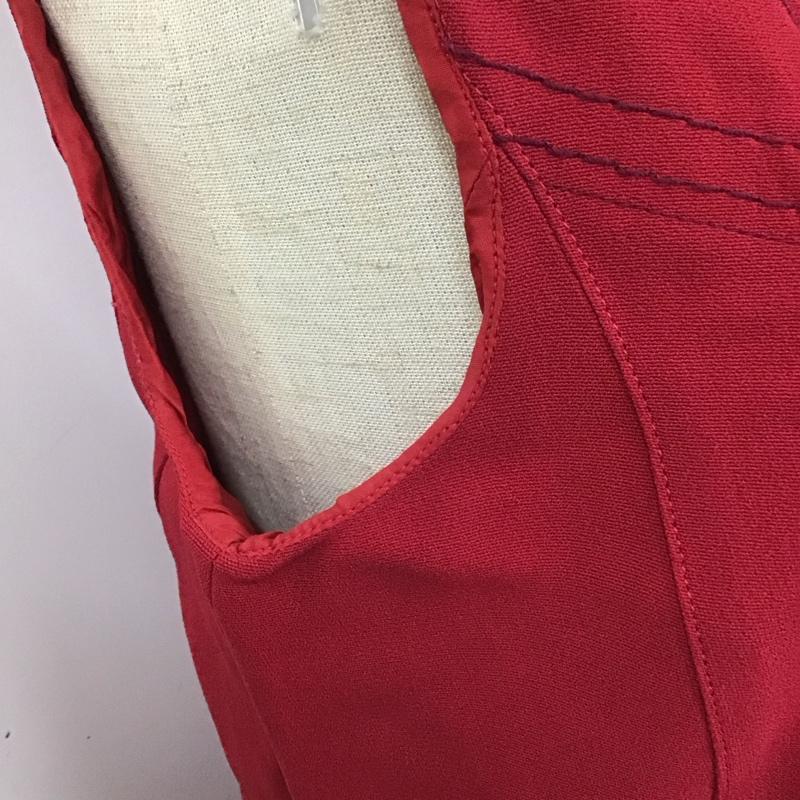 プラダ PRADA ワンピース ひざ丈スカート ノースリーブ 42 無地 えんじ / ワインレッド /  レディース USED 古着 中古 10114442