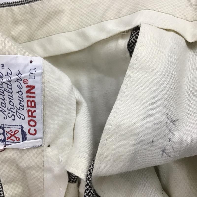 古着 USED パンツ スラックス Corbin 80s 90s スラックス ワイドパンツ カジュアルパンツ 千鳥格子 白 / ホワイト / X 黒 / ブラック /  メンズ USED 古着 中古 10106548