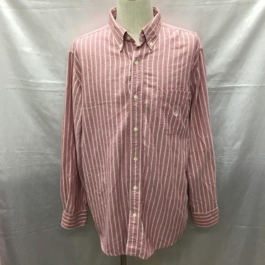 チャップス CHAPS シャツ、ブラウス 長袖 ボタンダウン ストライプ L ワンポイント X ワンポイント 赤 / レッド / X 赤 / レッド /  メンズ USED 古着 中古 10115514