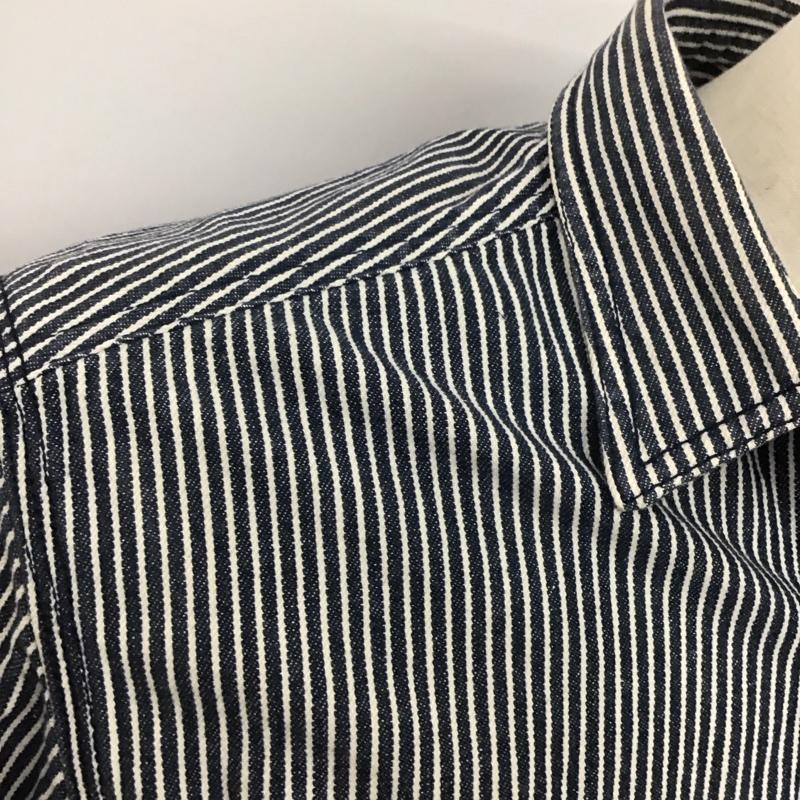 ステューシー STUSSY シャツ、ブラウス 長袖 L ストライプ X ロゴ、文字 白 / ホワイト / X 紺 / ネイビー /  メンズ USED 古着 中古 10126698