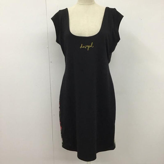デシグアル Desigual ワンピース ひざ丈スカート ノースリーブワンピース ロングワンピース L 花柄 黒 / ブラック /  レディース USED 古着 中古 10122414