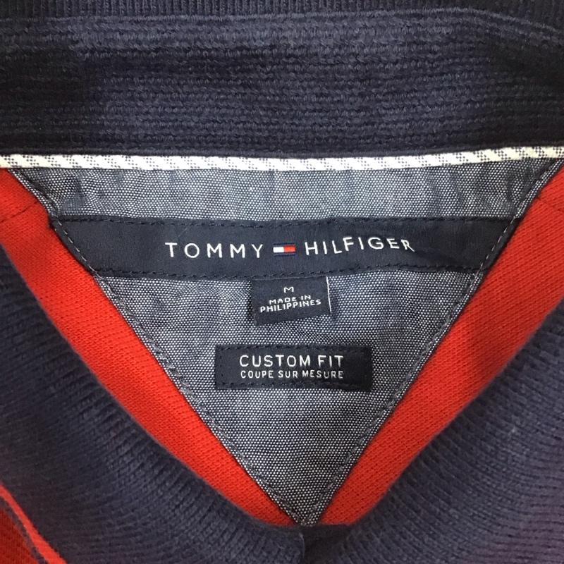 トミーヒルフィガー TOMMY HILFIGER ポロシャツ 半袖 半袖ポロシャツ 半袖カットソー カラーシャツ M ロゴ、文字 赤 / レッド / X 紺 / ネイビー /  メンズ USED 古着 中古 10111025