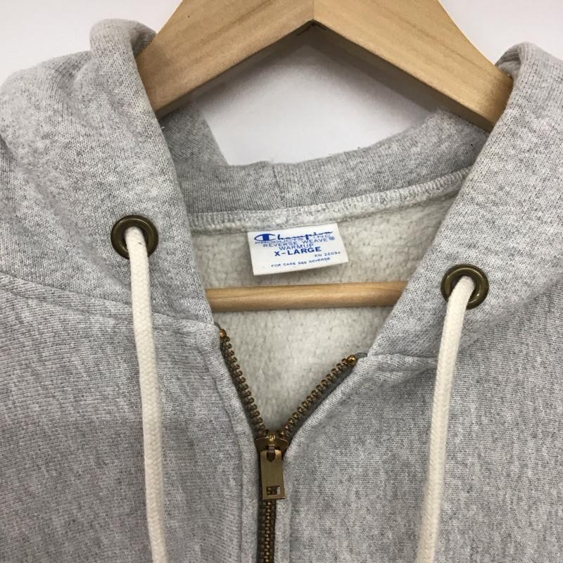 チャンピオン Champion パーカー 長袖 ジップアップパーカー 長袖パーカー カジュアルジャケット XL ロゴ、文字 灰 / グレー /  メンズ USED 古着 中古 10145497