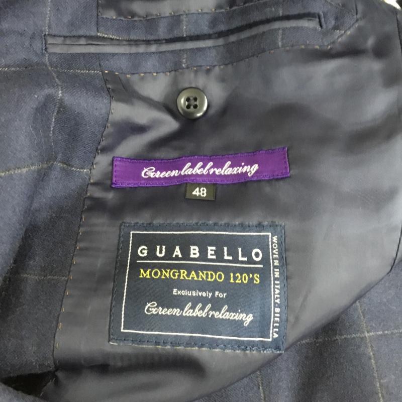 グリーンレーベルリラクシング green label relaxing セットアップ セットアップ セットアップ チェックジャケット スリムスラックスパンツ 2点セット 48 チェック 紺 / ネイビー /  メンズ USED 古着 中古 10114889