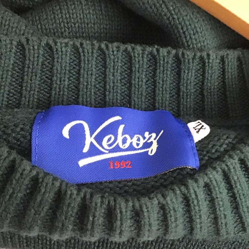 ケボズ KEBOZ ニット、セーター 長袖 長袖ニットカットソー クルーネック セーター XL ロゴ、文字 緑 / グリーン /  メンズ USED 古着 中古 10147806
