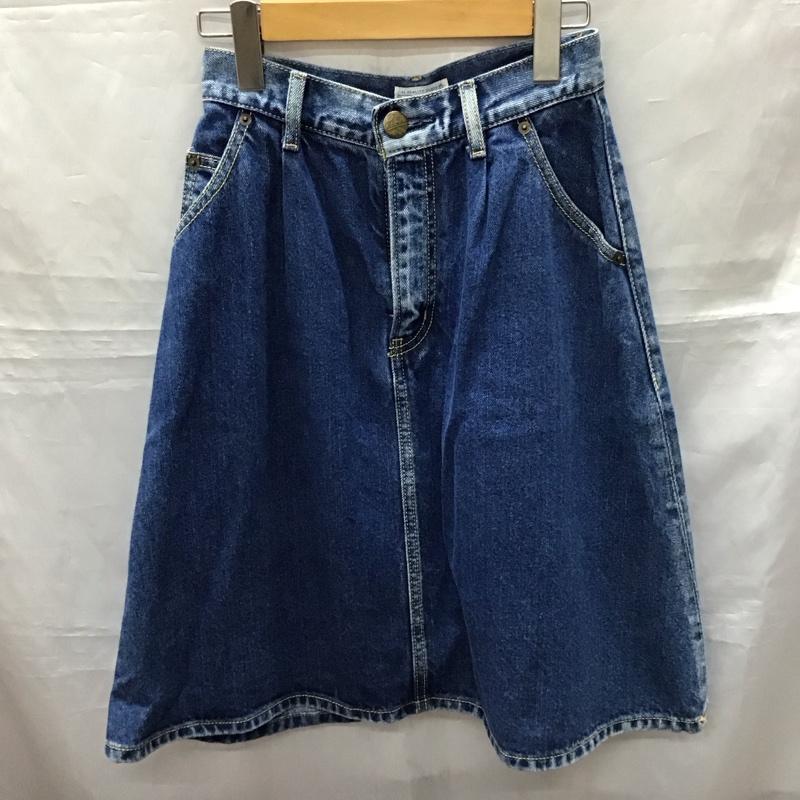 マウジー MOUSSY スカート ひざ丈スカート 0107ST11-0350 デニムスカート タック入り 0 無地 青 / ブルー /  レディース USED 古着 中古 10115470