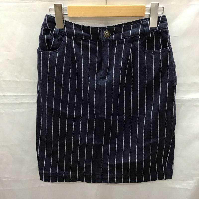 ローリーズファーム LOWRYS FARM スカート ミニスカート LF514158N9 M ストライプ 紺 / ネイビー / X 白 / ホワイト /  レディース USED 古着 中古 10115410