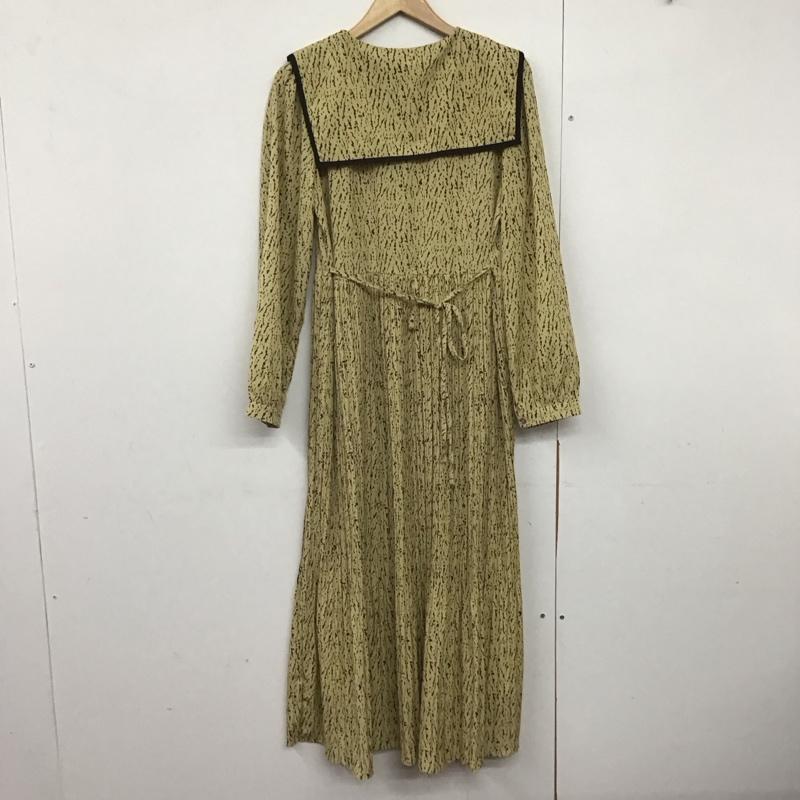 ｽﾘｰﾌｫｰﾀｲﾑ Three Four Time ワンピース ロングスカート セーラーカラー 長袖 M 総柄 黒 / ブラック / X ベージュ / ベージュ /  レディース USED 古着 中古 10142268