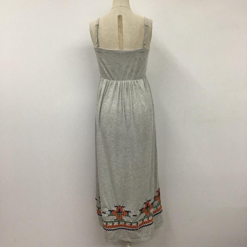 ビームス ハート BEAMS HEART ワンピース ロングスカート 43-26-0366-213 キャミソールワンピース 刺繍 灰 / グレー /  レディース USED 古着 中古 10115472