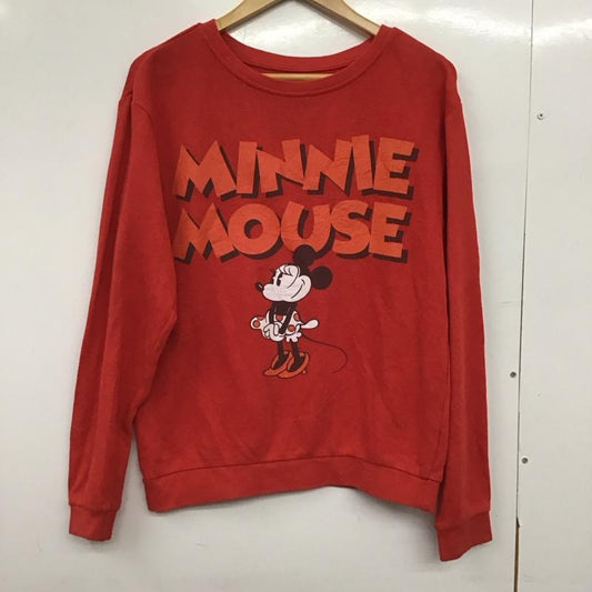 ディズニー Disney トレーナー 長袖 長袖トレーナー スウェット クルーネック プルオーバー S プリント 赤 / レッド /  メンズ USED 古着 中古 10147293