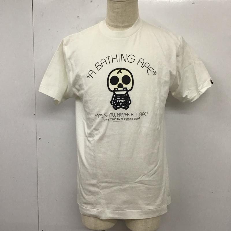 ベイプ BAPE Tシャツ 半袖 半袖カットソー プリントTシャツ クルーネックカットソー M プリント 白 / ホワイト /  メンズ USED 古着 中古 10112700