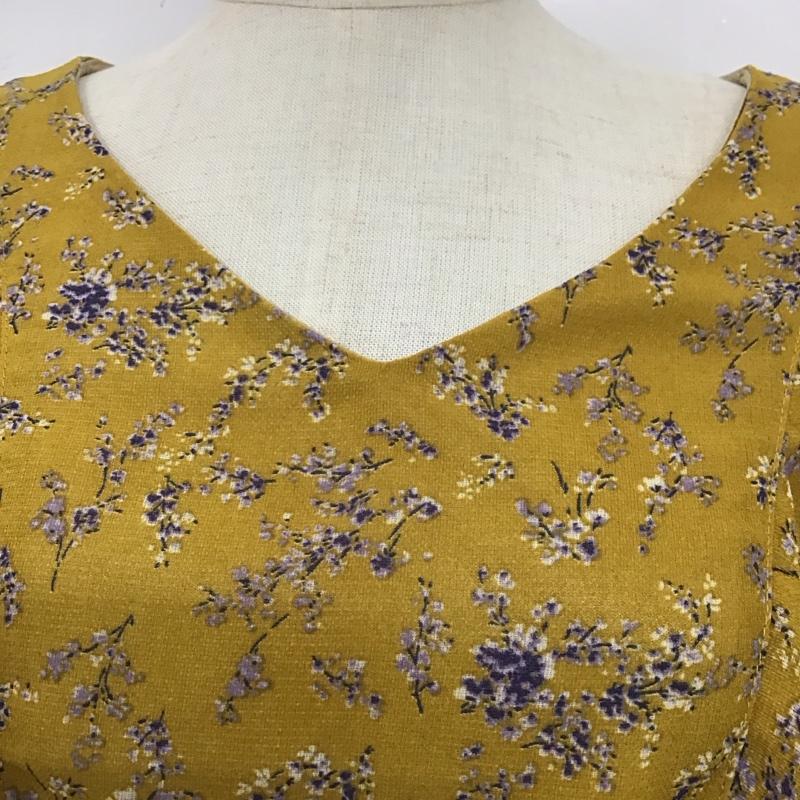 ナイスクラップ NICE CLAUP ワンピース ロングスカート 881728120 半袖 FREE 花柄 マスタード / マスタード /  レディース USED 古着 中古 10108925