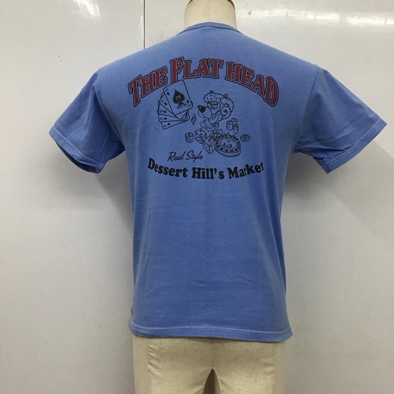 フラットヘッド The Flat Head Tシャツ 半袖 半袖カットソー プリントTシャツ クルーネックカットソー 38 ロゴ、文字 青 / ブルー /  メンズ USED 古着 中古 10117274