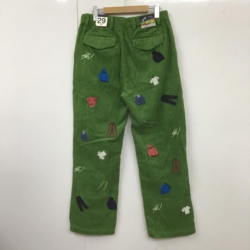 ギャップ GAP パンツ デニム、ジーンズ コーデュロイワイドパンツ seanwotherspoon コラボ カジュアルパンツ 総柄 29インチ ロゴ、文字 緑 / グリーン /  メンズ USED 古着 中古 10105833