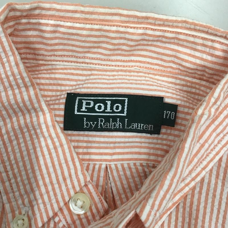 ポロバイラルフローレン Polo by RALPH LAUREN シャツ、ブラウス 半袖 半袖シャツ ストライプシャツ ボタンダウンシャツ ストライプ 白 / ホワイト / X 橙 / オレンジ /  ボーイズ USED 古着 中古 10111015