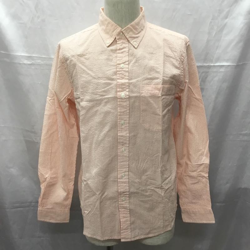 エルエルビーン L.L.Bean シャツ、ブラウス 長袖 ボタンダウンシャツ M ストライプ 白 / ホワイト / X 橙 / オレンジ /  メンズ USED 古着 中古 10112762