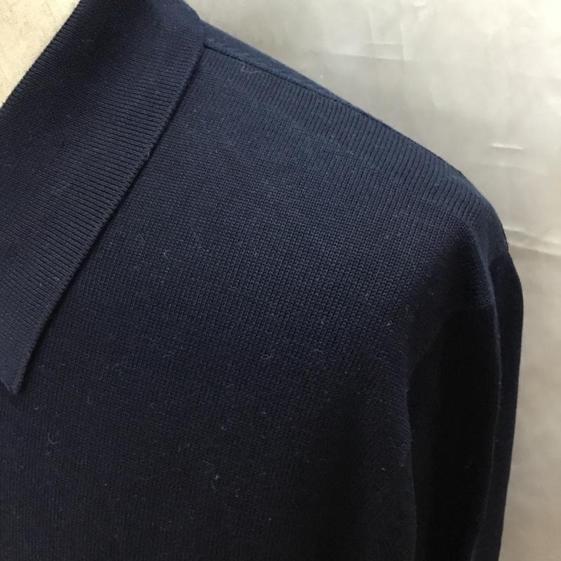 ブルックスブラザーズ BROOKS BROTHERS ニット、セーター 長袖 シルク コットン 襟付き M 無地 紺 / ネイビー /  メンズ USED 古着 中古 10112878