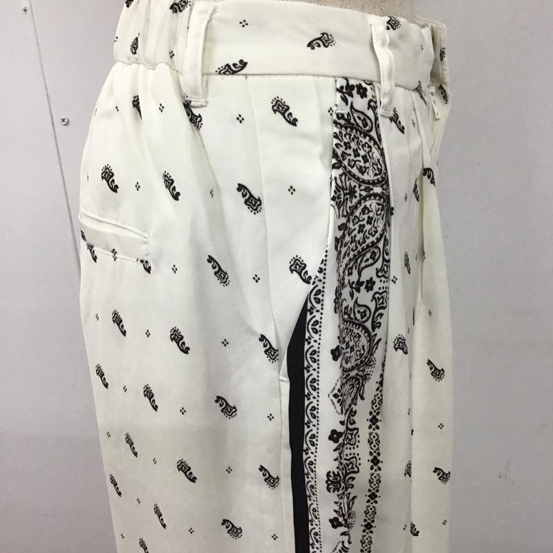 ジーナシス JEANASIS ボトムス ボトムス JS050075AK ストレートワイドパンツ タグ付き FREE ペイズリー 白 / ホワイト / X 黒 / ブラック /  レディース USED 古着 中古 10107946