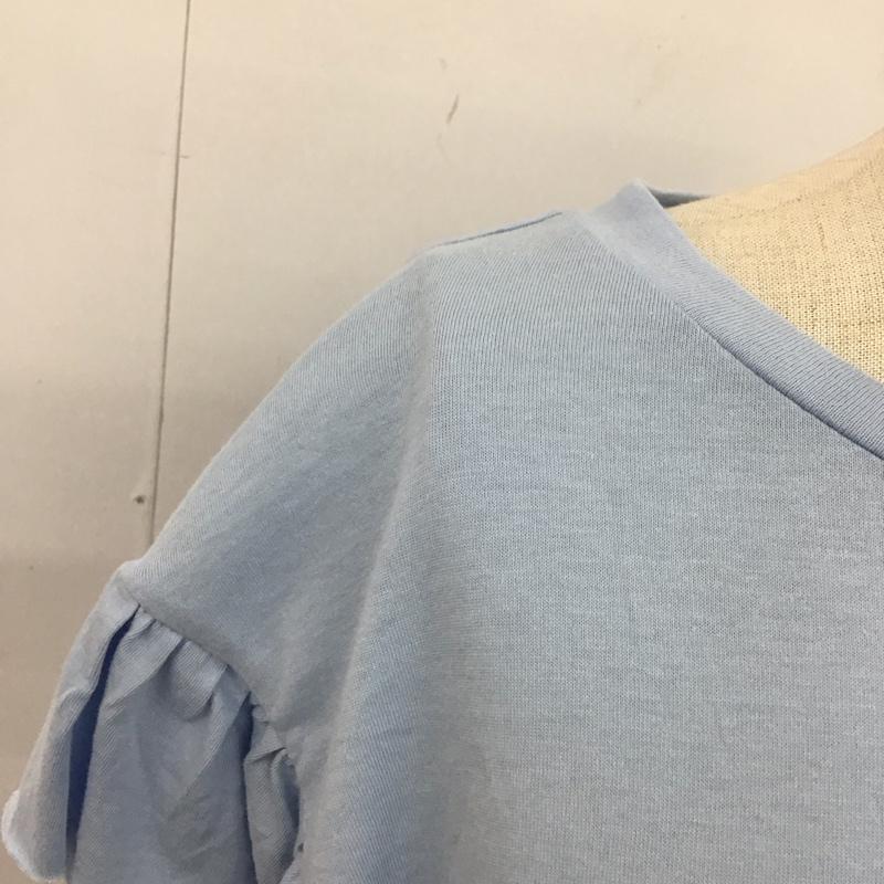 ザラ ZARA カットソー 半袖 3641 334 406 袖フリル S 無地 水色 / ライトブルー /  レディース USED 古着 中古 10116660