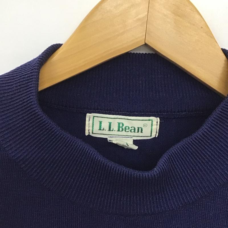 エルエルビーン L.L.Bean ニット、セーター 長袖 長袖ニットカットソー 無地 シンプルニット L 無地 紺 / ネイビー /  メンズ USED 古着 中古 10144234