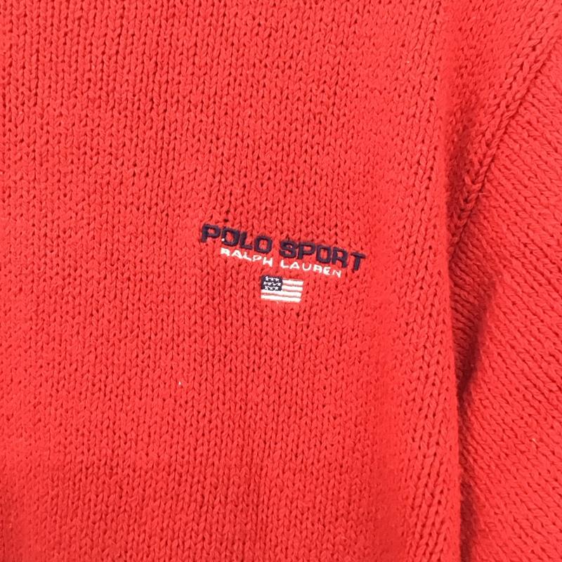 ポロスポーツラルフローレン POLOSPORT ニット、セーター 長袖 長袖ニットカットソー クルーネック セーター L ロゴ、文字 赤 / レッド /  メンズ USED 古着 中古 10140267