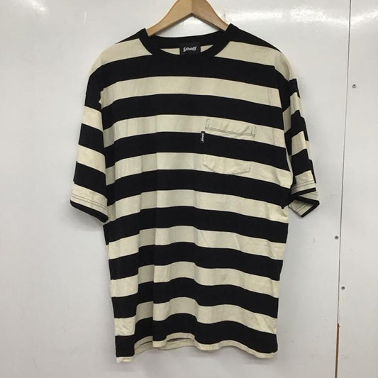 ショット schott Tシャツ 半袖 半袖カットソー プリントTシャツ クルーネックカットソー XL ボーダー柄 白 / ホワイト / X 黒 / ブラック /  メンズ USED 古着 中古 10137731