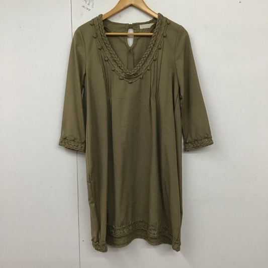 ジーナシス JEANASIS ワンピース ひざ丈スカート FREE 無地 カーキ / カーキ /  レディース USED 古着 中古 10129323