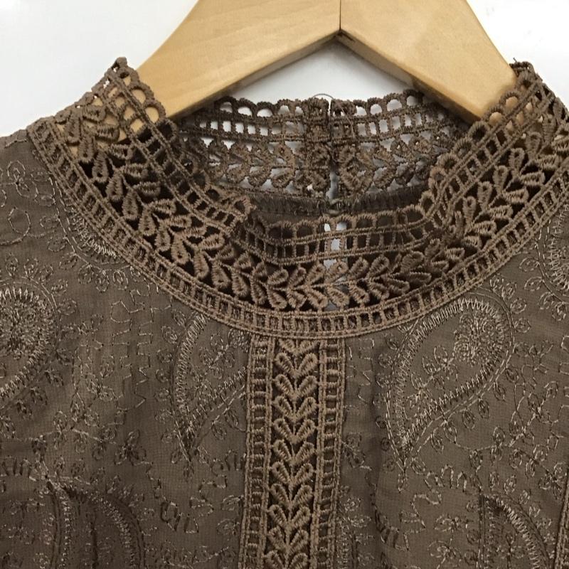 ページボーイ PAGEBOY シャツ、ブラウス 長袖 長袖シャツ 総柄シャツ ノーカラーシャツ FREE 総柄 茶 / ブラウン /  レディース USED 古着 中古 10128744
