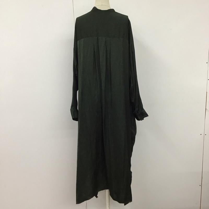 アズールバイマウジー AZUL BY MOUSSY ワンピース ロングスカート 250DAA30-253G BAND COLLAR SHINY LONG SHIRTS M 無地 カーキ / カーキ /  レディース USED 古着 中古 10122466
