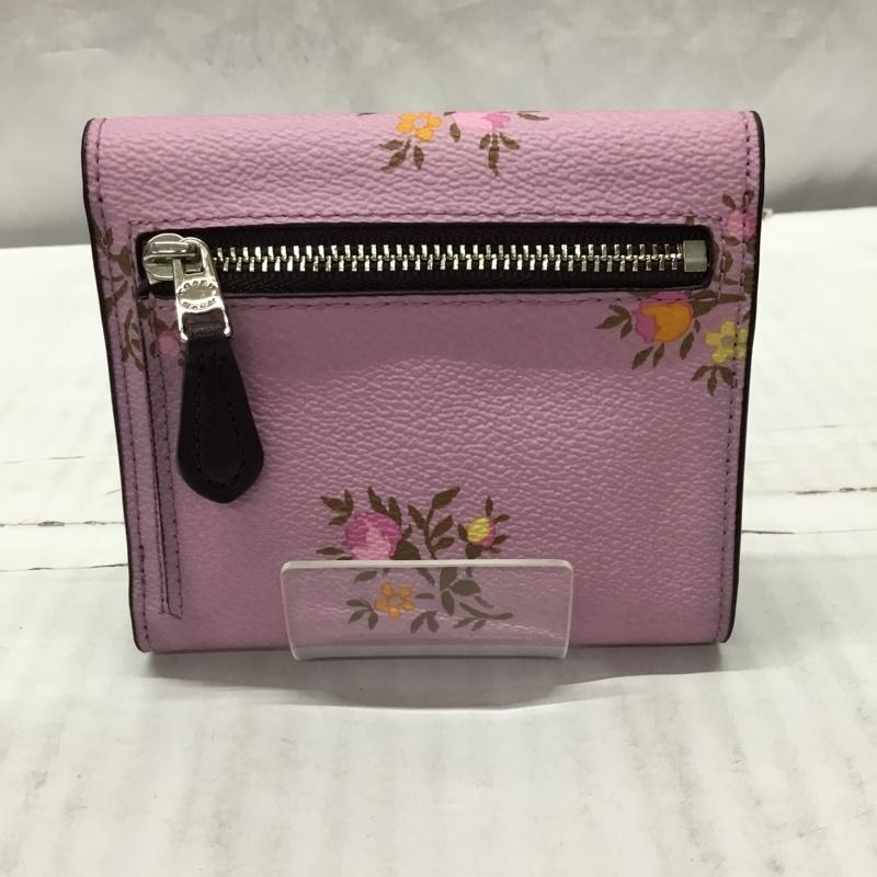 コーチ COACH 財布 コンパクト財布 フローラル スモール財布 花柄 桃 / ピンク /  レディース USED 古着 中古 10116647