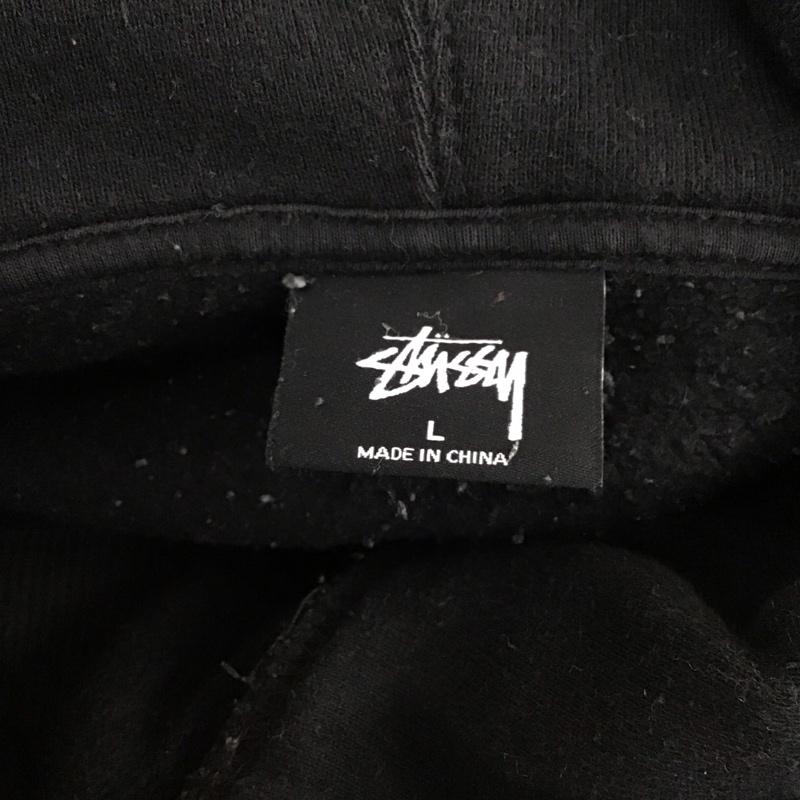 ステューシー STUSSY パーカー 長袖 長袖パーカー フード付きパーカー プリントスウェット トレーナー L ロゴ、文字 黒 / ブラック /  メンズ USED 古着 中古 10117654