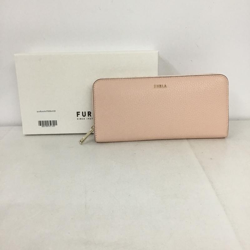 フルラ FURLA 財布 長財布 ラウンドファスナー 箱有 ロゴ、文字 桃 / ピンク /  レディース USED 古着 中古 10132841