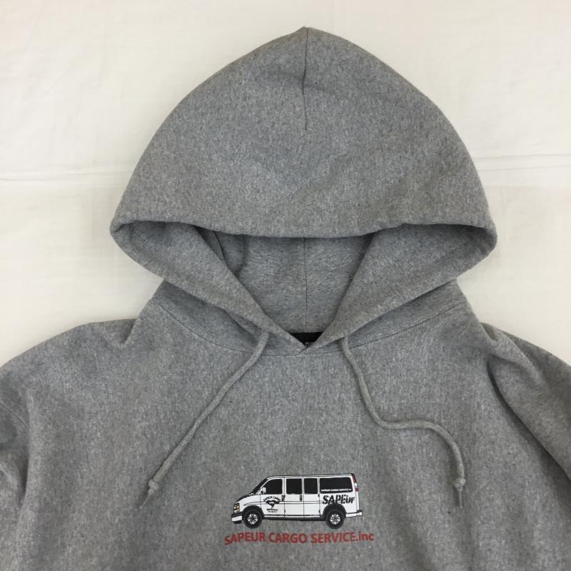 サプール SAPEur パーカー 長袖 XXL ロゴ、文字 X プリント 灰 / グレー /  メンズ USED 古着 中古 10144621