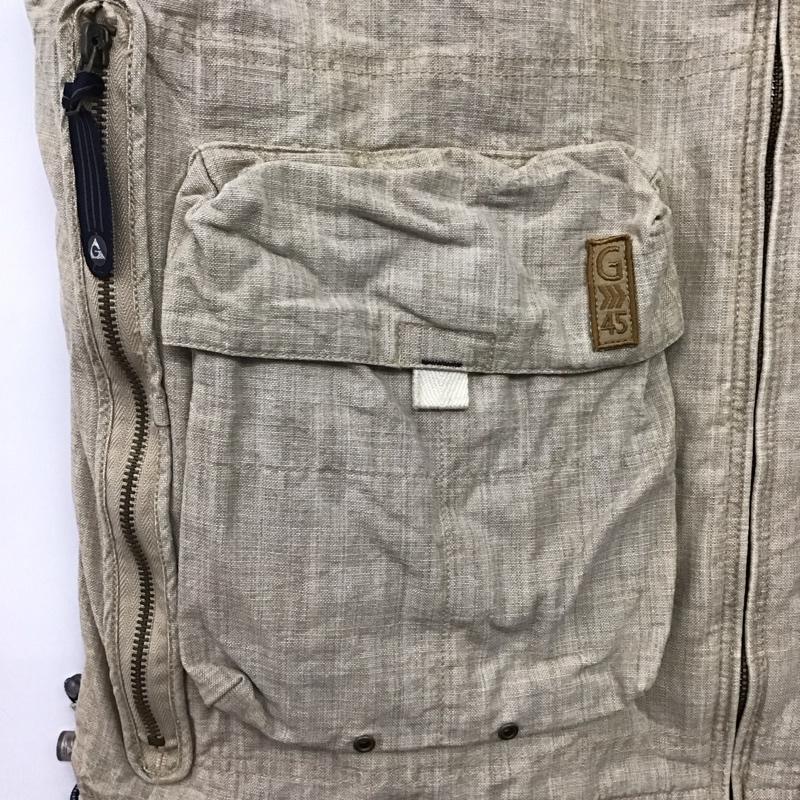 ジェリー GERRY ベスト ベスト ジップアップベスト ノースリーブカットソー スタンドネック M ロゴ、文字 ベージュ / ベージュ /  メンズ USED 古着 中古 10142584