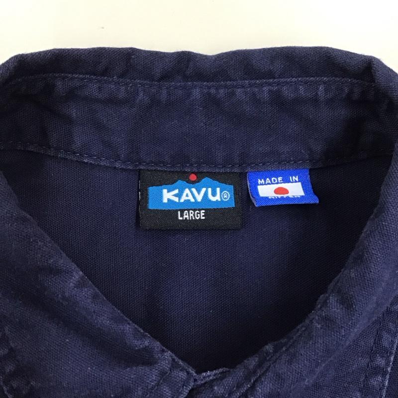 カブー KAVU シャツ、ブラウス 長袖 11864085 日本製 コットン L ロゴ、文字 紺 / ネイビー /  メンズ USED 古着 中古 10121167