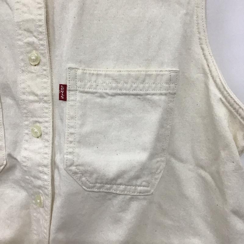 リーバイス Levi s ベスト ベスト デニムベスト ノースリーブカットソー 前開ボタン XS ロゴ、文字 白 / ホワイト /  レディース USED 古着 中古 10138787