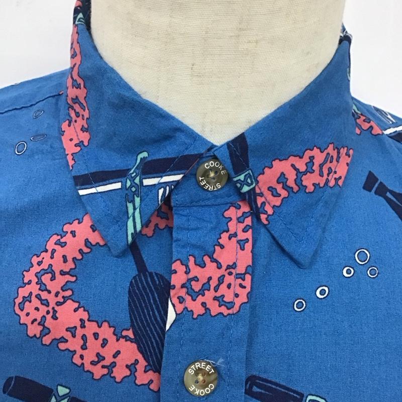 古着 USED シャツ、ブラウス 半袖 半袖シャツ プリントシャツ ポケットシャツ S プリント 青 / ブルー /  メンズ USED 古着 中古 10125766