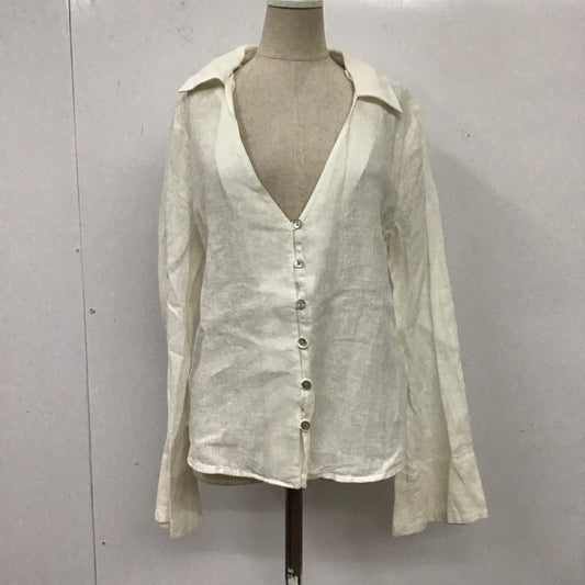 ザラ ZARA シャツ、ブラウス 長袖 リネン スキッパー S 無地 白 / ホワイト /  レディース USED 古着 中古 10116229