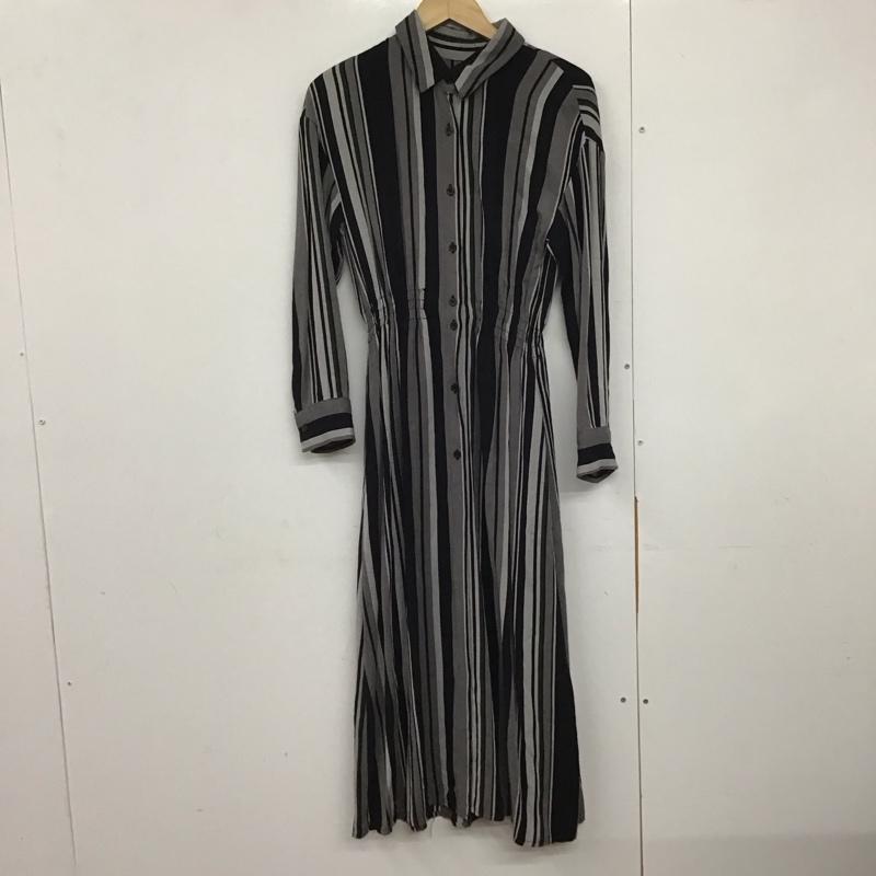 アズールバイマウジー AZUL BY MOUSSY ワンピース ロングスカート 250dsm33-438i STRIPEBLOUSINGSHIRTONEPIECE ロングワンピース S ストライプ 白 / ホワイト / X 黒 / ブラック / X 灰 / グレー /  レディース USED 古着 中古 10141290