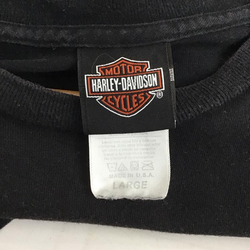 ハーレーダビッドソン Harley-Davidson Tシャツ 半袖 半袖カットソー プリントTシャツ クルーネックカットソー L プリント 黒 / ブラック /  メンズ USED 古着 中古 10130657