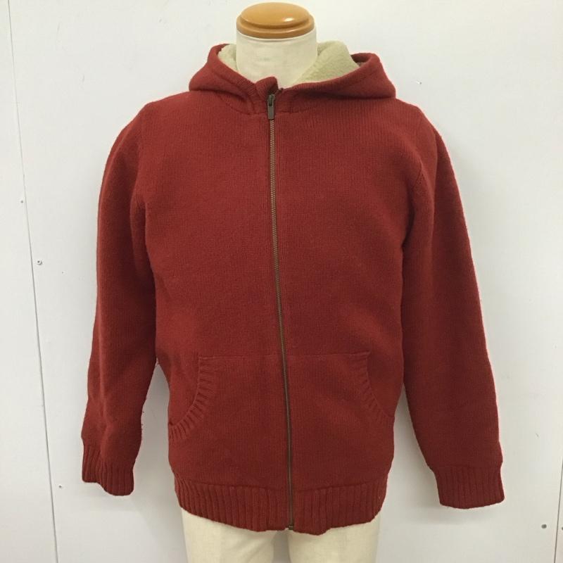 エルエルビーン L.L.Bean パーカー 長袖 285441 ニット フーディー フルジップ 裏ボア M 無地 赤 / レッド /  メンズ USED 古着 中古 10112654
