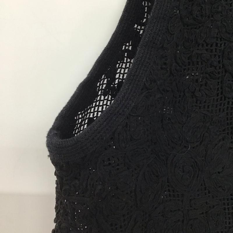 ニコアンド niko and... ベスト ベスト アートガラクラフトベスト L 無地 黒 / ブラック /  レディース USED 古着 中古 10147243