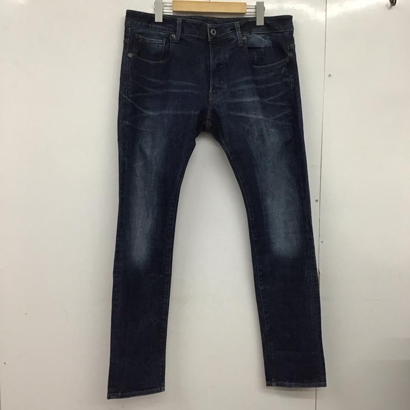 ジースターロゥ G-STAR RAW パンツ デニム、ジーンズ デニムパンツ スリムパンツ カジュアルパンツ ストレッチパンツ 34インチ ロゴ、文字 インディゴ / インディゴ /  メンズ USED 古着 中古 10148272