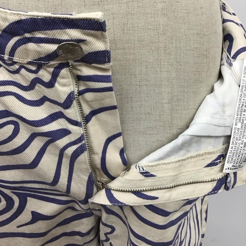 ザラ ZARA パンツ デニム、ジーンズ 6688 043 043 ハイライズ 36 総柄 アイボリー / アイボリー / X 紺 / ネイビー /  レディース USED 古着 中古 10115342