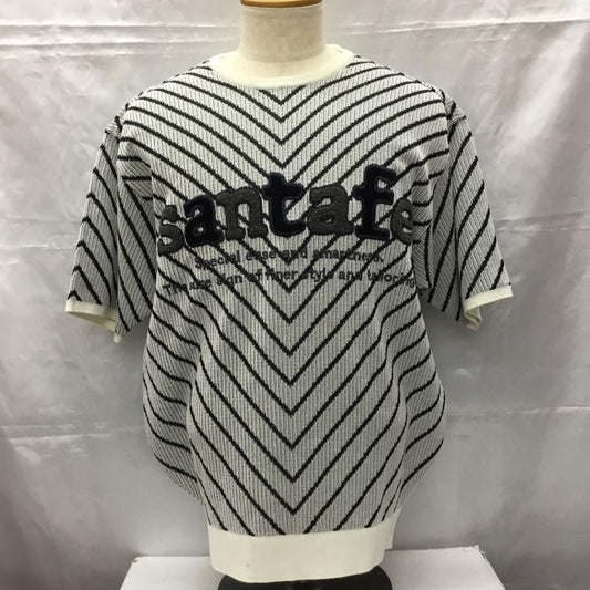サンタフェ SANTAFE ニット、セーター 半袖 半袖ニットカットソー クルーネックカットソー 半袖セーター 5 ロゴ、文字 白 / ホワイト / X 黒 / ブラック /  メンズ USED 古着 中古 10106498