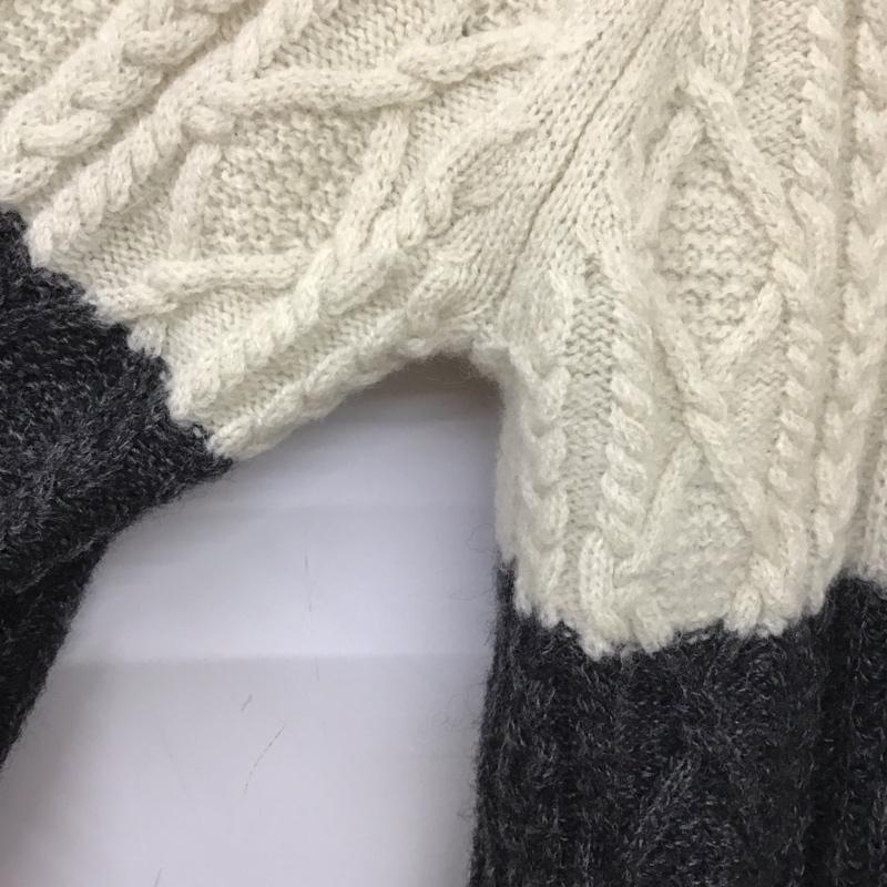 ロイスクレヨン LOISCRAYON ニット、セーター 長袖 タートルネック M 無地 白 / ホワイト / X チャコールグレー / チャコールグレー /  レディース USED 古着 中古 10138807