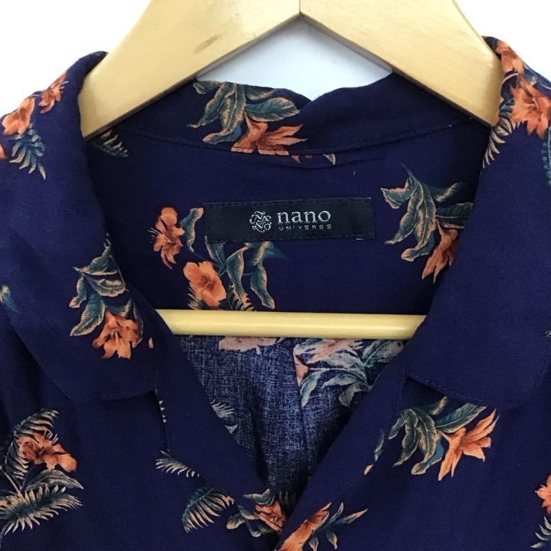 ナノユニバース nano・universe シャツ、ブラウス 半袖 半袖シャツ プリントシャツ ポケットシャツ M プリント 青 / ブルー /  メンズ USED 古着 中古 10132694